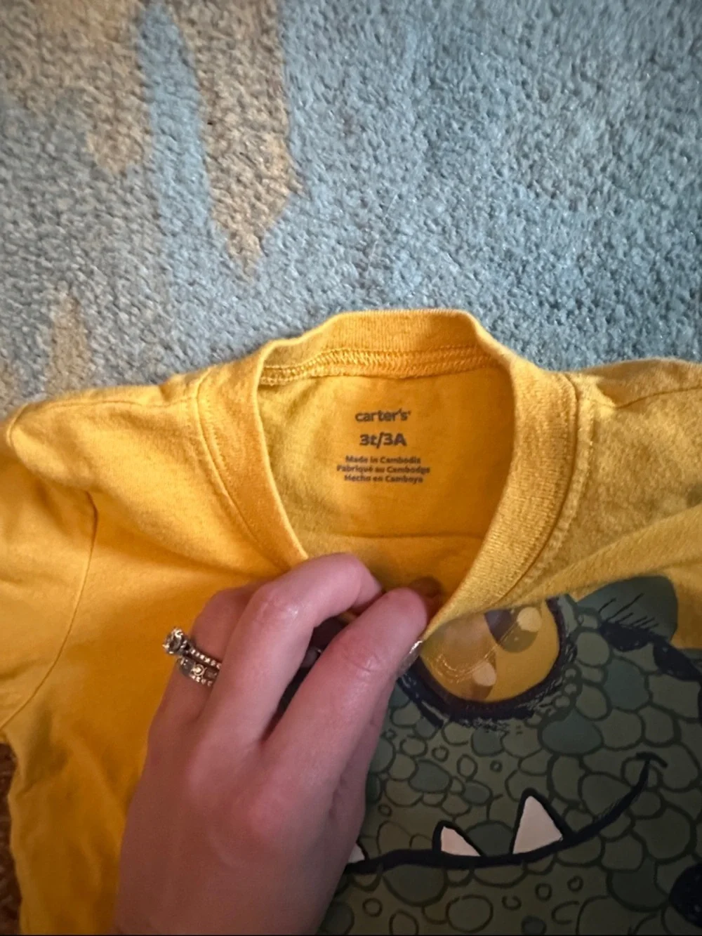Carter's Yellow Tee with Dino Graphic